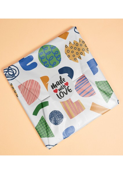 Made With Love Ambalaj Kargo Hediye Paketleme Etiketi Model 4 100 Adet 5 cm