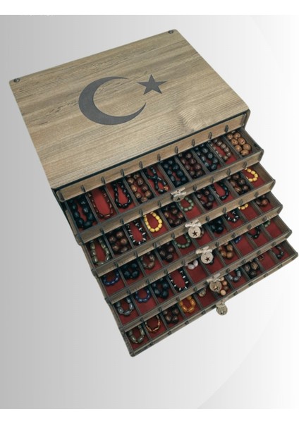 Kişiye Özel Ahşap Tesbih Koleksiyon Kutusu Hediyelik Özel Isim Yazılı Tespih Kutusu 60 Tesbihlik