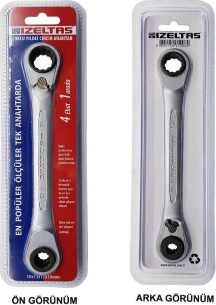 Izeltaş Çoklu Yıldız Cırcır Anahtar 10-13-17-19 mm 0335 02 0010