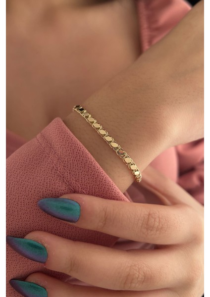 14 Ayar Altın Pullu Bileklik 3,50 mm modelleri