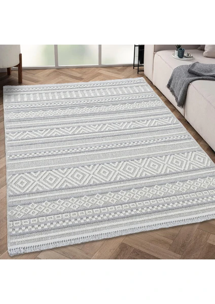 Giza Home Trinket Serisi Krem Yumuşak Bukle Dekoratif Kilim T224A