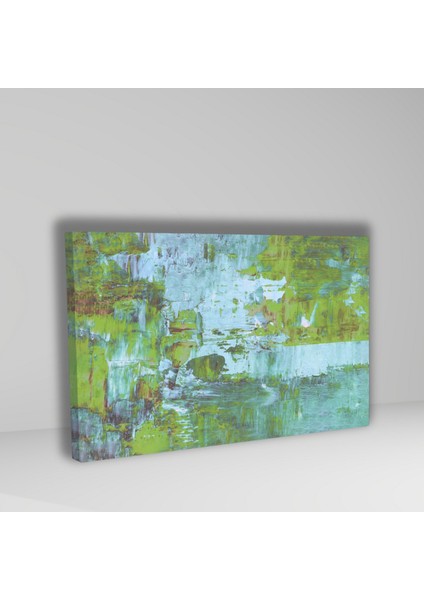 Tekli Yatay Kanvas Salon Tablosu Soyut Mavi Yeşil Tasarım fiyatları