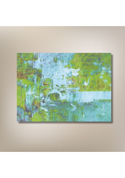Tekli Yatay Kanvas Salon Tablosu Soyut Mavi Yeşil Tasarım modelleri