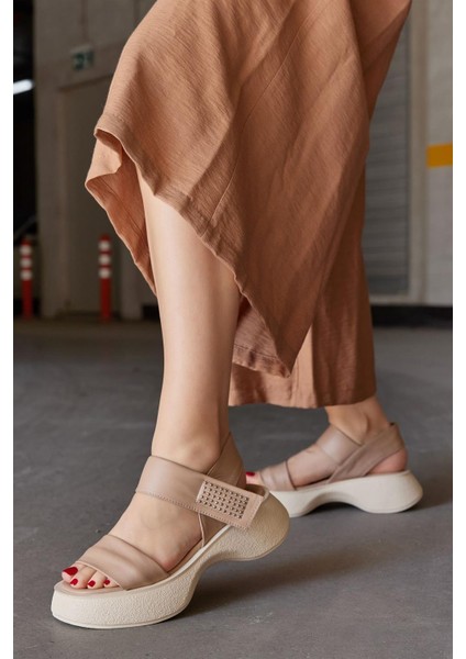Maddy Nude Hakiki Deri Kadın Sandalet fırsatları