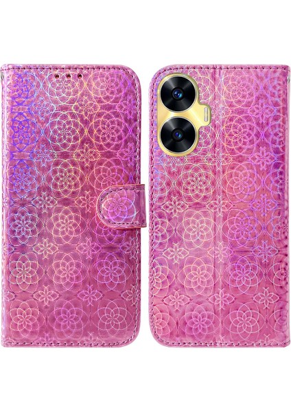 Oppo Realme C55 Standı Tutucu Glitter Renkli Cüzdan Kılıf Premium (Yurt Dışından)