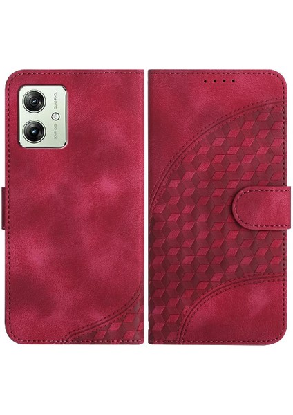 Motorola Moto G54 5g Manyetik Kart Tutucu Geometrik Desen Pu (Yurt Dışından)