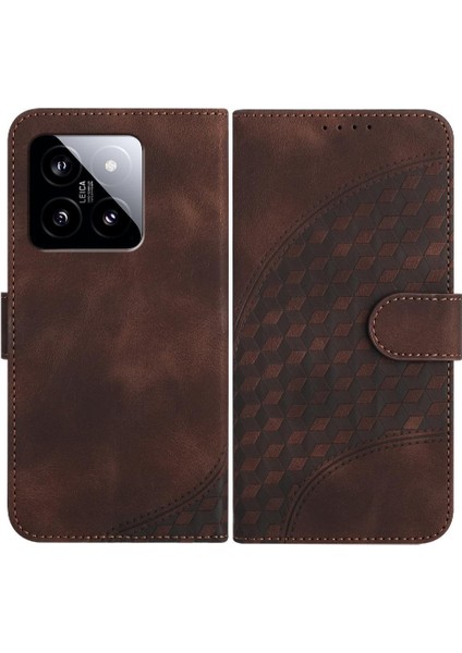 Xiaomi 14 Için Kılıf Darbeye Deri Kılıf Pu Deri Kapak Çevirin Desen (Yurt Dışından)