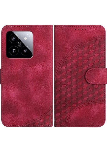 Xiaomi 14 Için Kılıf Darbeye Deri Kılıf Pu Deri Kapak Çevirin Desen (Yurt Dışından)