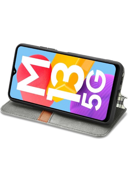Samsung Galaxy M13 5g Zarif Iş Için Kılıf Kapak Çevirin Deri Kılıf (Yurt Dışından)