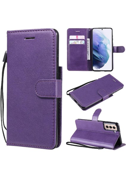 Samsung Galaxy S21 Yüksek Kaliteli Deri Klasik Düz Renk Için Flip Case (Yurt Dışından)