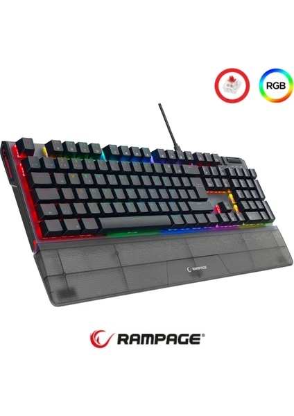 Carbon Mekanik Rgb Q Bilek Destekli Red Switch Gaming Oyuncu Klavye