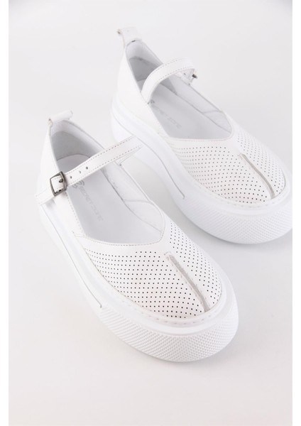 Inesa Beyaz Hakiki Deri Kalın Tabanlı Spor Sandalet indirimleri