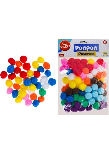 Ponpon 2 cm 50 Li Karışık Renk PON002