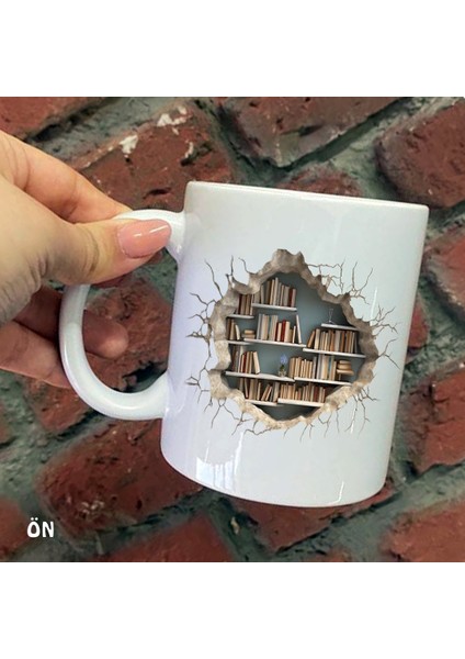 Size Özel Kitap ve Kitaplık Seramik Baskılı Kupa Bardaklar