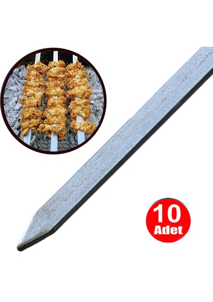 Tavuk Kanat Şiş Yassı Demir Mangal Barbekü Ciğer Kebap Sebze Şişi 50CM - 10 Adet