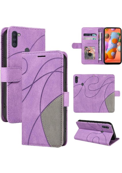 Samsung Galaxy A11 Için Kılıf Pu Deri Kart Yuvası ile Folio Kılıf Çevirin (Yurt Dışından)