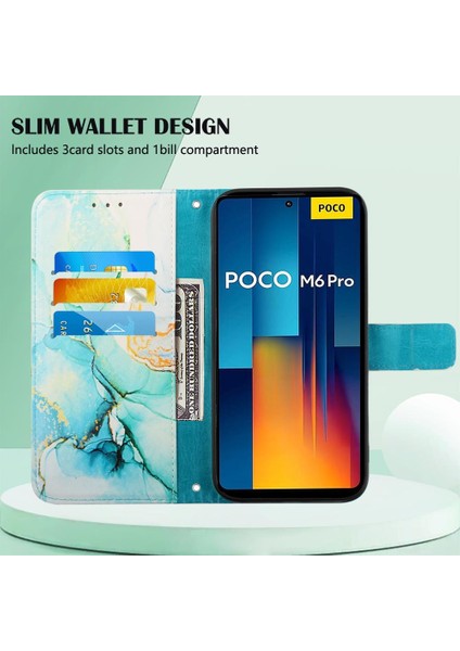 Xiaomi Redmi Için Not 13 Pro 4g Cüzdan Kickstand Pu Deri Mermer (Yurt Dışından)