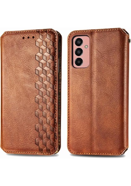 Samsung Galaxy M13 4g Zarif Iş Deri Kılıf Kapak Çevirin (Yurt Dışından)