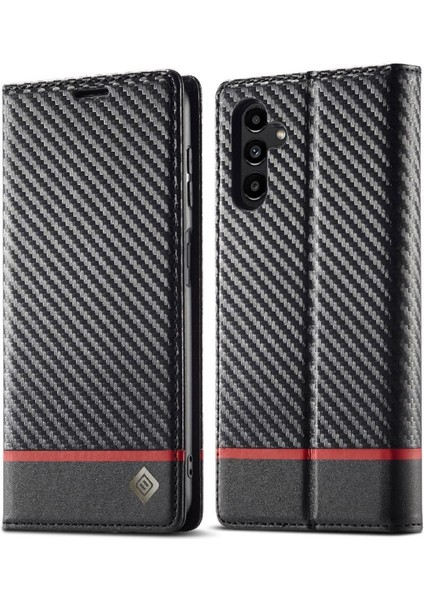 Samsung Galaxy A35 5g Deri Folio Flip Case Manyetik Karbon (Yurt Dışından)