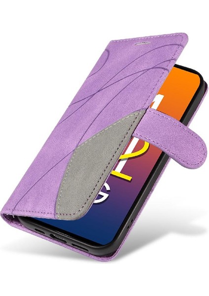 Samsung Galaxy M52 5g Iki Renkli Dikiş Kickstand Koruyucu Pu (Yurt Dışından)