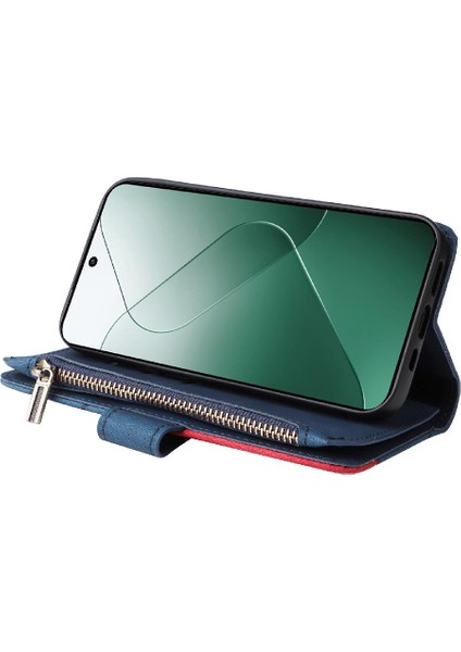 Xiaomi 14 Fermuar Cüzdan Tarzı Kickstand Koruyucu Iki Renkli (Yurt Dışından)