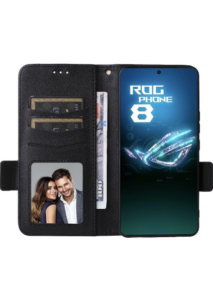 Asus Rog Telefon 8 Pu Deri Yan Toka Cüzdan Manyetik Kart (Yurt Dışından)