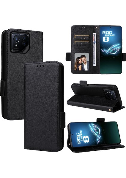 Asus Rog Telefon 8 Pu Deri Yan Toka Cüzdan Manyetik Kart (Yurt Dışından)