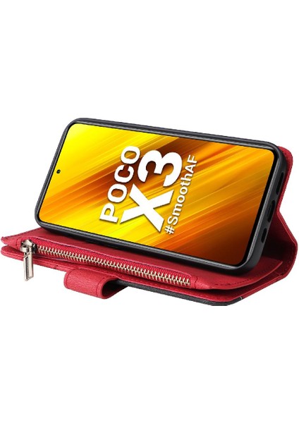 Xiaomi Poco X3/x3 Pro/x3 Nfc Kart Yuvası Standı ile Fermuar Cüzdan (Yurt Dışından)