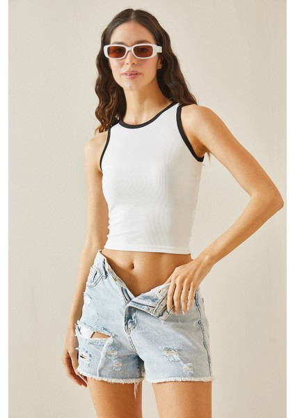 Beyaz Biye Detaylı Askılı Kolsuz Bluz 5YXK2-48510-01 fiyatları