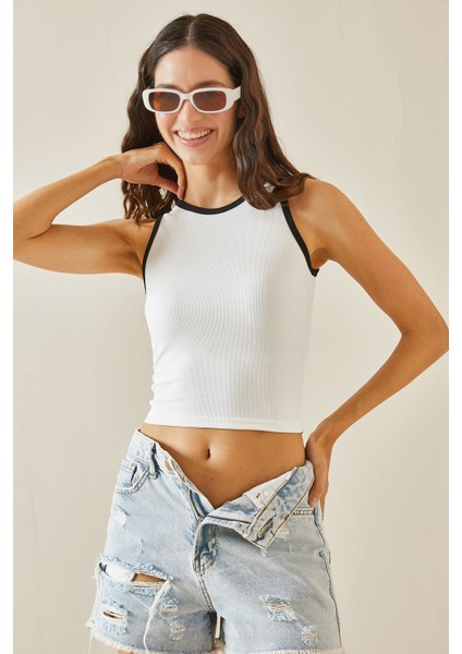 Beyaz Biye Detaylı Askılı Kolsuz Bluz 5YXK2-48510-01 fırsatları