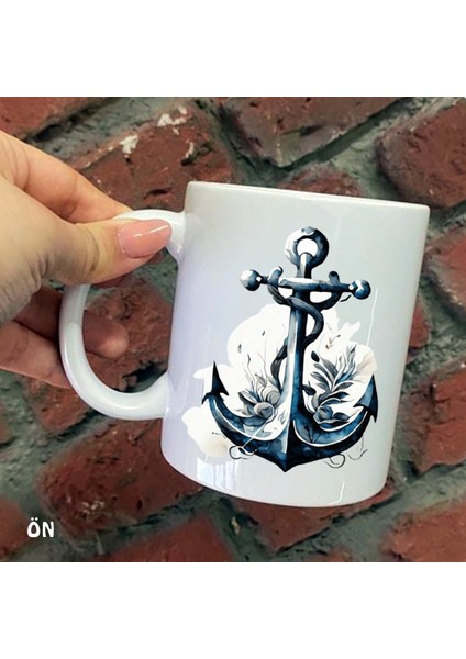 Size Özel Denzici Çapası Seramik Baskılı Kupa Bardaklar