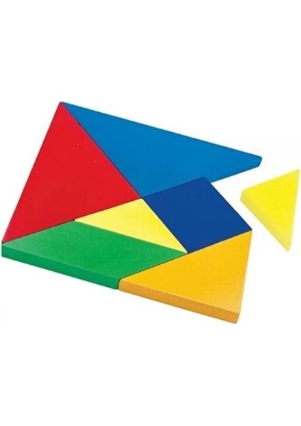 7 Parça Eğitici Renkli Ahşap Orta Boy Tangram Akıl Zeka Mantık ve Strateji Oyunu 3 Adet