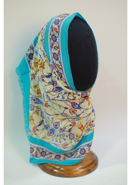 Ekru Turkuaz Medine Ipek Eşarp Şal fırsatları