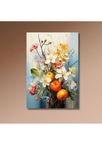 Tekli Dikey Kanvas Mutfak Tablosu Renkli Meyve ve Çiçek Tasarım modelleri