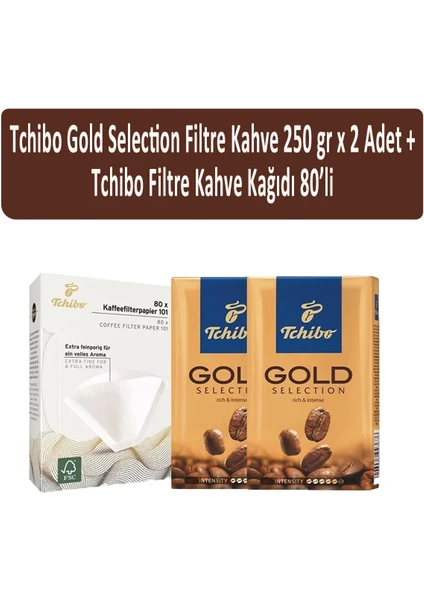 Gold Selection Filtre Kahve 250 gr x 2 Adet + Tchibo Filtre Kahve Kağıdı 80'li