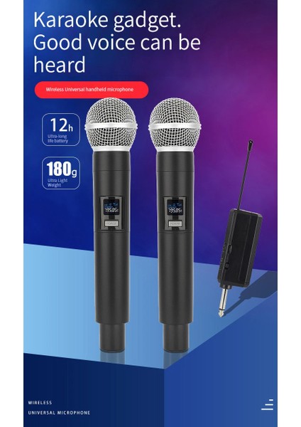 Coverzone Kablosuz Karaoke Mikrofonu 6.35mm Amfi Hoparlör İçin 600 Hz ila 800 KHz Çok Amaçlı Tak ve Çalıştır Kablosuz Mikrofon Dış Mekan İçin WN06