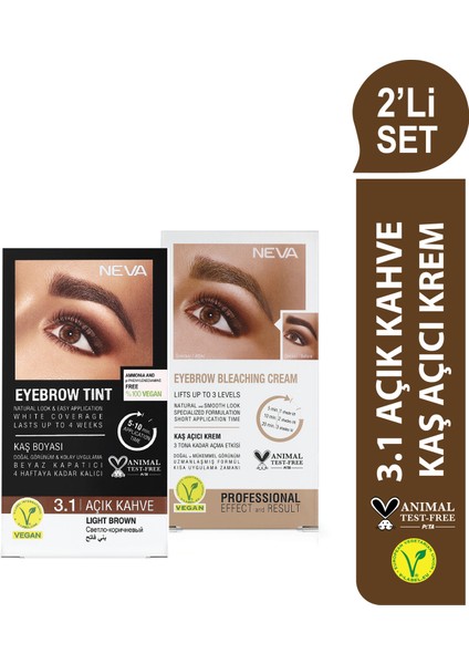 2'Li Set Kaş Boyası 3.1 Açık Kahve + Kaş Açıcı Krem (Vegan)