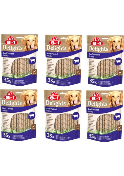 Delights Beef Twisted Sticks Biftekli Burgu Köpek Ödülü 35'li x 6 Paket
