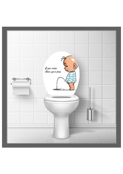 Asef Reklam  Sevimli Çocukklozet Kapağı ve Banyo Sticker Seti