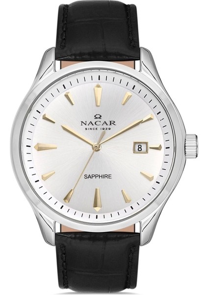 Safir Cam Deri Erkek Kol Saati Saati NC31-291761-ASL1
