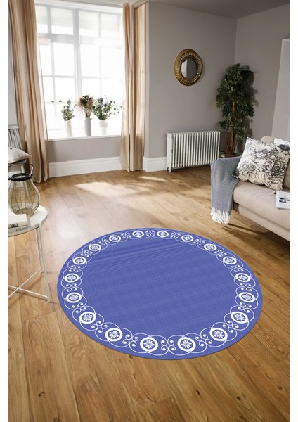 Dijital Kaymaz Yıkanabilir Jüt-Hasır Desen Yuvarlak Yolluk Mutfak Salon Halısı, N-Y-Jüt-15-Mavi, fiyatları
