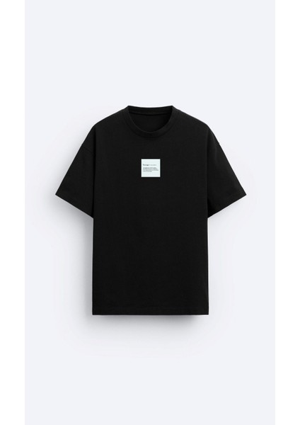 Bisiklet Yaka Syzygy Yazılı Oversize Siyah Erkek T-Shirt