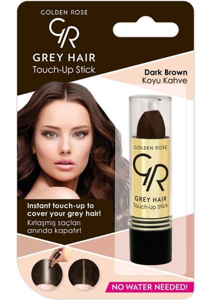 Golden Rose Grey Hair Touch-Up Stick No:02 Dark Brown - Saç Beyazlarını Kapatan Stick - 8691190067144