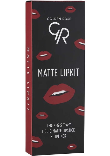 Golden Rose Matte Lip Kit - Scarlet Red - Likit Mat Ruj & Dudak Kalemi - 8691190432942