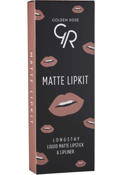 Golden Rose Matte Lip Kit - Warm Nude - Likit Mat Ruj & Dudak Kalemi - 8691190433406