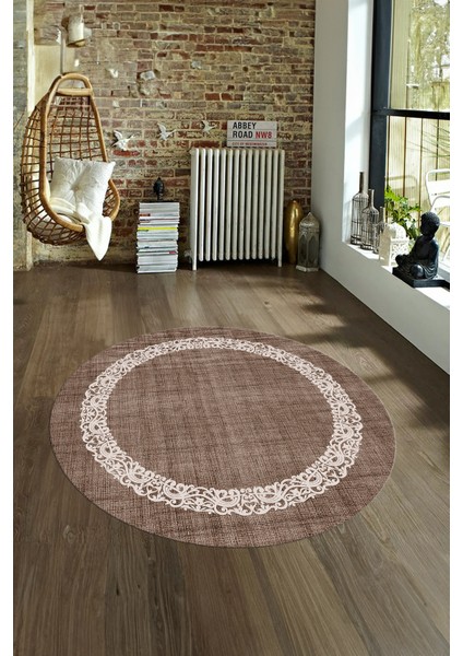 Dijital Kaymaz Yıkanabilir Jüt-Hasır Desen Yuvarlak Yolluk Mutfak Salon Halısı, N-Y-Jüt-04-Kahve, modelleri