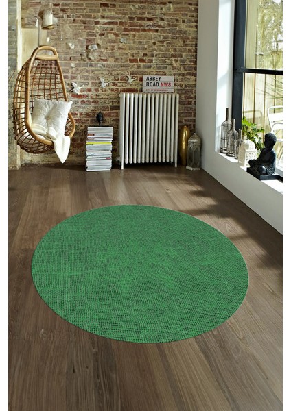 Dijital Kaymaz Yıkanabilir Jüt-Hasır Desen Yuvarlak Yolluk Mutfak Salon Halısı, N-Y-Jüt-07-Yeşil, modelleri