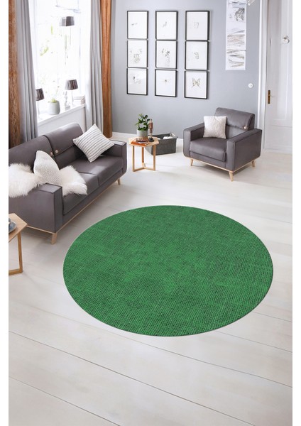 Dijital Kaymaz Yıkanabilir Jüt-Hasır Desen Yuvarlak Yolluk Mutfak Salon Halısı, N-Y-Jüt-07-Yeşil, fırsatları