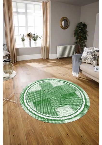 Dijital Kaymaz Yıkanabilir Jüt-Hasır Desen Yuvarlak Yolluk Mutfak Salon Halısı, N-Y-Jüt-11-Yeşil, fiyatları