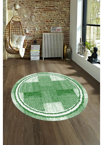 Dijital Kaymaz Yıkanabilir Jüt-Hasır Desen Yuvarlak Yolluk Mutfak Salon Halısı, N-Y-Jüt-11-Yeşil, modelleri
